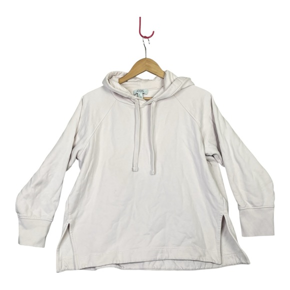 COS Sweatshirt Hoodie Women Large Long Sleeve Raglan Drawstring Side Slit Pink - Picture 1 of 11